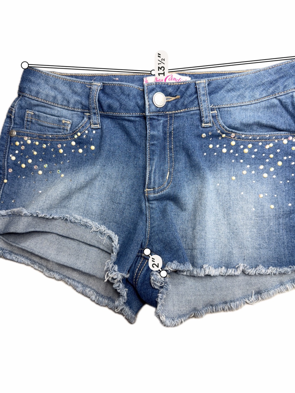 Candie’s Rhinestone Embellished Denim Shorts – Size 1 - Picture 5 of 6